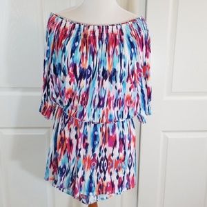 Boston Proper multi colored romper with pockets